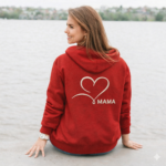 Džemperis mamai su siuvinėta elegantiška balta širdele nugaroje | 3 spalvos