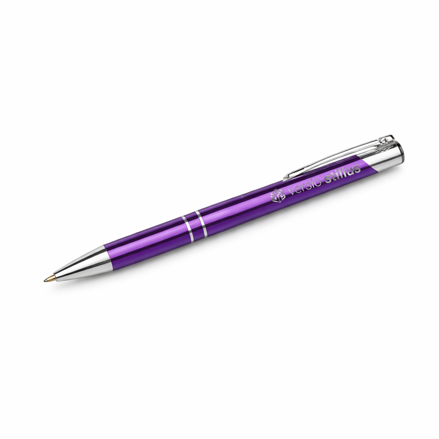 violetinis Metalinis tušinukas su graviravimu | Klasika 2 | Violetinės spalvos - Image 1
