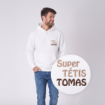 Džemperis tėčiui SUPER TĖTIS su siuvinėtu vardu ir ruda dekoracija | 5 spalvos